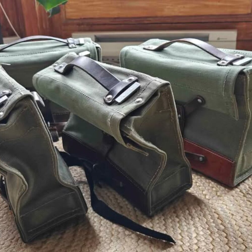 Vintage 1950s and 1960s Swiss Army Pannier Bike Bags - Picture 6 of 10